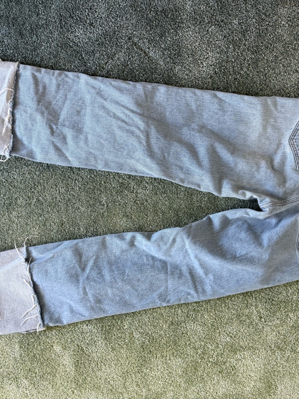 Abercrombie & Fitch Light Wash Straight Leg Jeans with Cuffed Hem - Picture 4 of 5